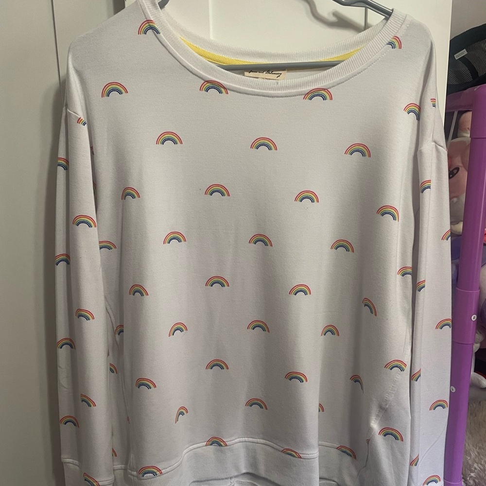 White Rainbow Print Sweatshirt